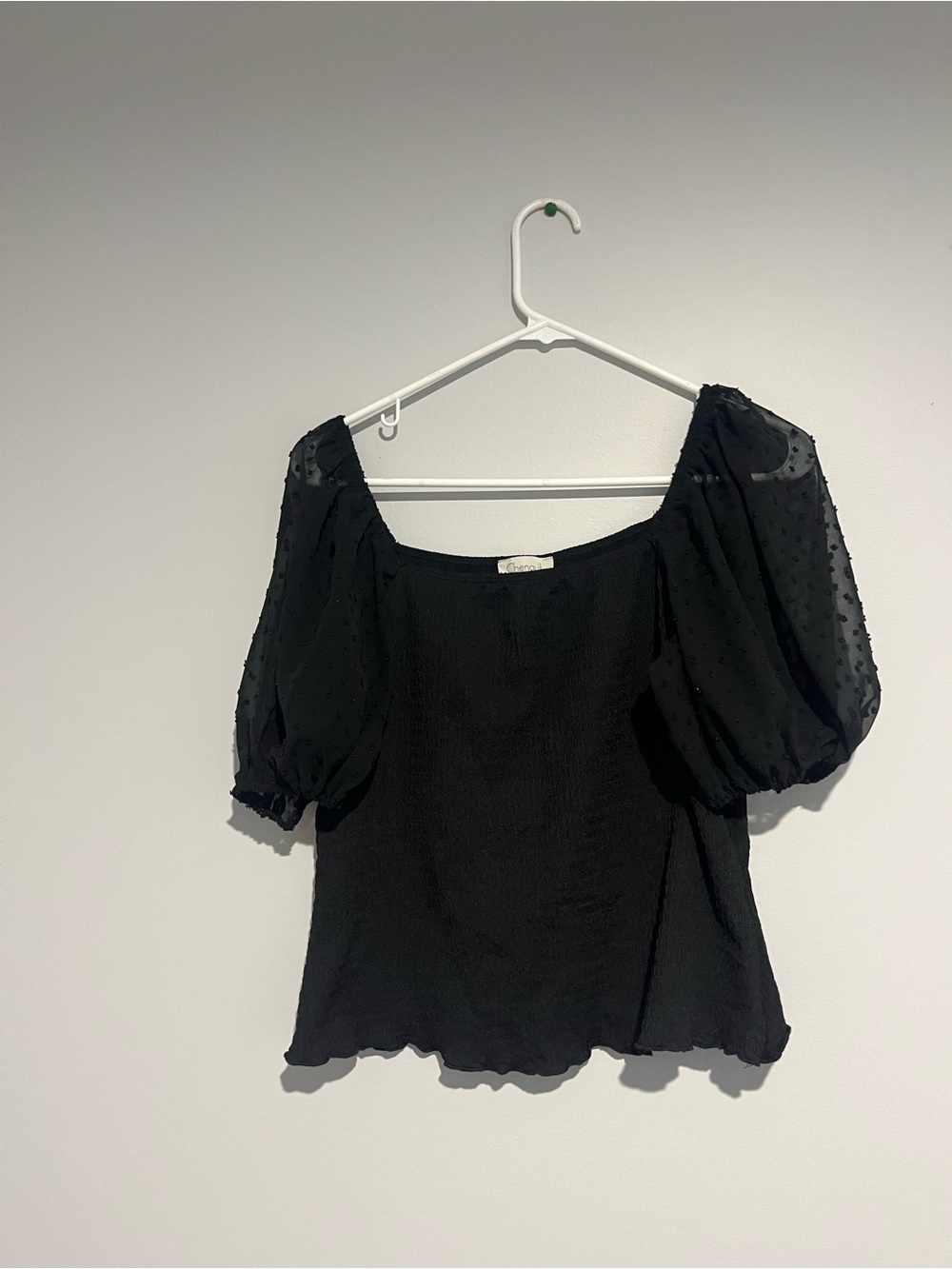 Black Puff Sleeve Women's Top
